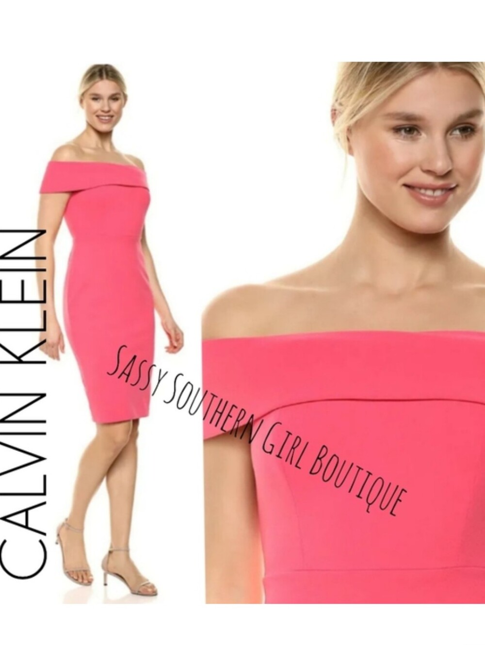 ⭐🆕 Calvin Klein watermelon pink midi dress